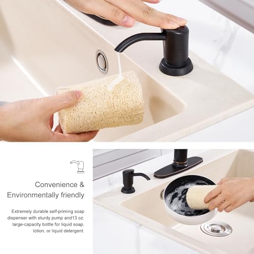 GAGALIFE Soap Dispenser for Kitchen Sink, ABS in Counter Soap Dispenser(Oil Rubbed Bronze), with 17 Ounce Large Pet Soap Bottle, Refill from The Top, Venetian Bronze