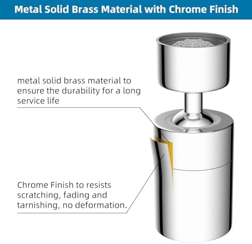 Hibbent NSF/ANSI/CAN 61 Certified Faucet Aerator, Kitchen Sink Aerator, 2 Water Flow CUPC Certification 360-degree Swivel Faucet Extender, 55/64 Inch Female Thread, Water Saving-Chrome Finish