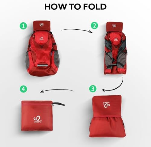 WATERFLY Lightweight Packable Hiking Backpack: 30L Foldable Travel Daypack Ultralight Camping Day Pack for Woman Man