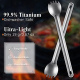 4 Pieces Titanium Long Handle Spork and Spoon Ultralight Portabale Flatware 8.7 Inch Soup Spoon Camping Spork for Outdoor Camping Backpacking Hiking Travel Picnic Tableware (Silver)