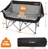 Oversized Double Camping Chair for Adults, Fully Padded Folding Camping Chairs Loveseat, Big Heavy Duty Outdoor Patio Lawn Chair with Arm Cup Holder