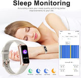 Fitness Tracker with 24/7 Heart Rate, Blood Oxygen Blood Pressure Sleep Monitor, Activity Trackers 5 ATM Waterproof,Step Calorie Counter Pedometer Health Smart Watch for Women Men(Beige)