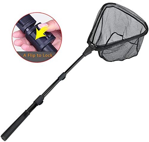 RESTCLOUD Fishing Landing Net with Telescoping Pole Handle, Fishing net Freshwater for Kids Men Women, Extend to 40-63 Inches
