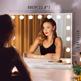 Hansong Vanity Mirror with Lights, 22''x18'' Hollywood Mirror, Makeup Mirror with 15 Dimmable Bulbs, 10X Magnification and USB Charging Port, White