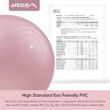 APEXUP Yoga & Pilates Ball - Anti Slip Heavy Duty Gym Ball for Fitness, Balance & Core Workout