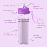 Bentgo Kids Water Bottle - Leak-Proof, Durable Tritan, BPA-Free 15 oz. Cup for Kids/Toddlers Ages 3+, Safe Sip Spout, Carrying Handle, & Dishwasher Safe for School, Sports, Daycare & Camp (Purple)