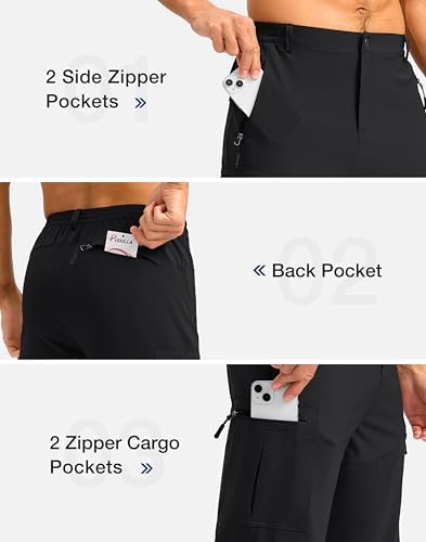 Pudolla Men's Hiking Shorts 11" Lightweight Cargo Work Shorts for Men Summer Travel Golf Casual Outdoor with 5 Pockets