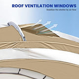 Beach Tent 12 X 12ft Large UPF50+ Pop Up Canopy with 2-Pcs Side Wall, Sun Shelter Rainproof, Waterproof for Camping Trips, Backyard Fun, Fishing, Parties, Or Picnics(Khaki-Upgrade)