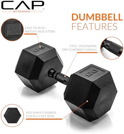 CAP Barbell Coated Dumbbell Weight | Multiple Options Pairs & Sets