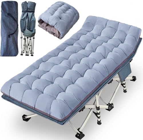 79" L x 32" W x 18" H Oversize XXL Camping Cot with Comfortable Mattress for Adults Extra Wide Cots for Sleeping Folding Cot Camping Bed Heavy Duty with Carry Bag for Home Office Outdoor