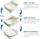 Collapsible Dish Basin Foldable Kitchen Sink With Drain Plug Plastic Laundry Tub 9L/2.4Gal RV & Camping Wash Basin Space-Saving Bottle Washing Sink (Green)