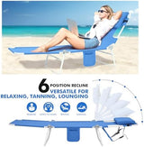 3 in 1 Women Comfort Backpack Tanning Beach Chair with Face Hole & Cushion | Portable Folding Lounge Sun Chair for Adult Outside Reading Sunbathing Poolside Camping | Reclining 6 Position | Royal Blue