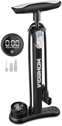 MOHEGIA Bike Floor Pump with Gauge,Air Bicycle Pump Inflator with High Pressure 160 PSI,Fits Schrader and Presta Valve