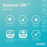 INTEX Explorer Inflatable Boat Series: Dual Air Chambers – Welded Oar Locks – Grab Handles – Bow Rope – Sporty Design