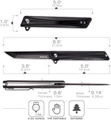 Pocket Knife GD22K, Flipper Open 3.6" D2 Steel Tanto Folding knife with Durable G10 Handle,Men Women Everyday Carry EDC Knife,Sharp Camping Hiking Daily Work Knives