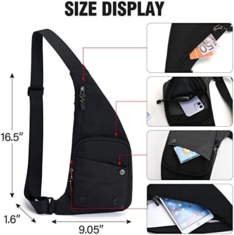 Peicees Sling Bag for Men Women Shoulder Bag Backpack Strap Pockets Chest Bag for Running Hiking Camping Exercise Outdoor