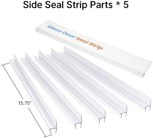AmazerBath 5 PCS Shower Door Side Seal Strip -15.75 Inches x 5, 5 Sections Segmented Shower Installation Kit, Frameless Glass Door Seal Strip - Suitable for 1/2 Inch Glass