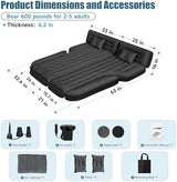 Inflatable SUV Air Mattress: Double-Sided Flocking Car Mattresses for Back SUV, Travel Camping SUV Sleeping Bed Mattress with Air Pump 2 Pillows