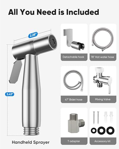 Arofa Hot and Cold Handheld Bidet Sprayer for Toilet, Warm Water Bidet with Adjustable Pressure, Non-Electric Temperature Control for Feminine Wash