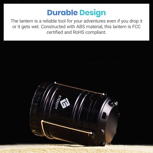 Etekcity Camping Lanterns for Power Outages 4 Pack, Flashlight for Camping Essentials, Emergency Led Battery Operated Lights, Survival Kit and Gear for Hurricane, Black
