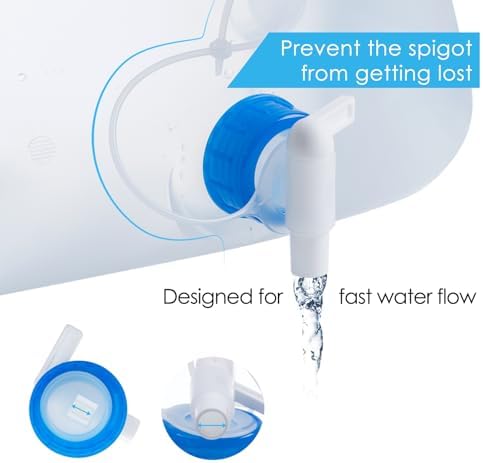 Collapsible Water Container Jug, 4×5.3 Gallon BPA Free Camping Water Storage Canteen with Spigot, for Hiking Backpack RV Outdoors & Emergency, Portable Survival Kit - Food Grade Transparent PE