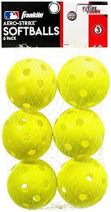 Franklin Sports Plastic Softballs - MLB - Includes 6 Balls for Batting Practice or Backyard Baseball Play - Replacement Balls – 90mm Official Baseball Size - Yellow