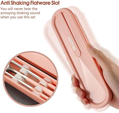 Travel cutlery set, 18/8 stainless steel cutlery, Reusable utensils set with case, Portable Silverware Lunch Box for Camping and Office