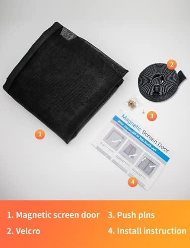 Magnetic Screen Door, Fit for Door Size:30"x80", Screen Itself Size 32"x81" Hands Free Entry, Pet and Kid Friendly, Reinforced Fiberglass Screen Door Mesh w/ 34 Strong Magnets for Patio/Front/Doorway