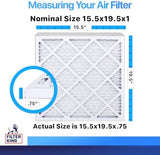 Filter King 15.5x19.5x1 Air Filter | 4-PACK | MERV 8 HVAC Pleated A/C Furnace Filters | MADE IN USA | Actual Size: 15.5 x 19.5 x .75"