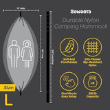 Durable Hammock 500 lb Capacity, Nylon Camping Hammock Chair - Double or Single Sizes w/Tree Straps and Attached Carry Bag - Portable for Travel/Backpacking/Beach/Backyard (Large, Yellow & Blue)