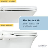 LUXE TS1008E Elongated Comfort Fit Toilet Seat with Slow Close, Quick Release Hinges, and Non-Slip Bumpers (White)