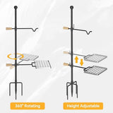 Mr IRONSTONE Campfire Grill Grate: Fire Pit Grill Grate with Swivel Handle, Campfire Cooking Equipment with Heavy Duty Steel, Over Fire Camp Grill For Outdoor Barbecue Camping and Cooking, Black