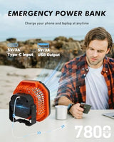 DUKUSEEK Camping Fan with LED Lantern & Remote, 25H Work Time Battery Operated Fan with Hang Hook for Tent, Portable Ceiling Tent Fan with Remote for RV Outages Emergency Desk Bedroom