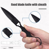 Portable Fixed Blade Knife With Sheath 440c Steel Blade Camping Knife Outdoor With Kydex Sheath In Black And White (Black)
