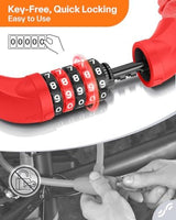 Sportneer Bike Lock: 5 Digit Combination High Security Anti Theft Bike Chain Lock - 3.2/3.6/4ft Heavy Duty Keyless Bicycle Lock for Bike, Motorcycle, Scooter, Door & Gate - 4/6mm Thick, Easy to Use