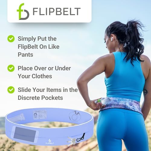 FlipBelt Classic Running Belt, Running Fanny Pack for Women and Men, USA Company