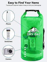 HEETA Dry Bag Waterproof for Women Men, 5L/10L/20L/30L/40L Roll Top Lightweight Dry Storage Bag Backpack with Phone Case for Travel, Swimming, Boating, Kayaking, Camping & Beach, 11 Transparent Colors