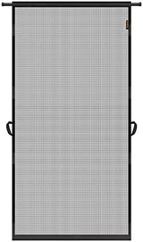 MAGZO Hanging Screen Door, Fits Door Size 32" x 80" (Curtain Size 34'' x 81''), Upgraded Fiberglass Mesh Net with Tension Rod&Hook&Loop (One Piece Can be Installed in 2 Ways), Weighted Bottom, Grey