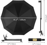 UPF 50+ UV Protection Beach Umbrella with Adjustable Universal Clamp for Beach, Golf, Backyard Activities