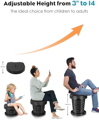 Portable Toilet for Adults, Adjustable Height Camping Toilet Portable, Outdoor Emergency Toilet for Car, Travel, Camping, and Hiking, Comfortable Portable Potty for Adults with 20 Toilet Bags