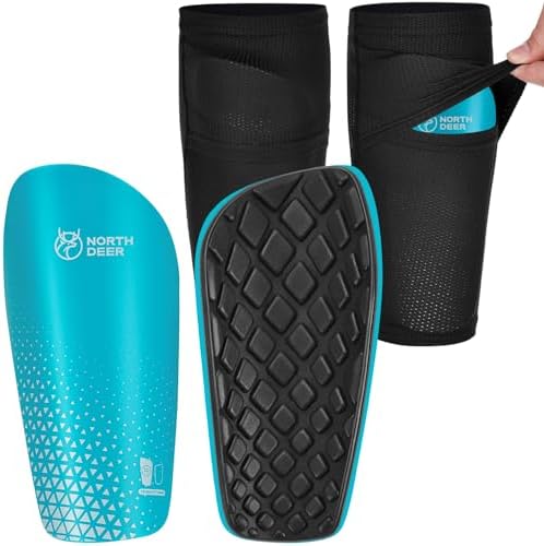 Northdeer Soccer Shin Guards for Kids Adults. Sleeves with Optimized Insert Pocket - Protective Soccer for Boys Girls Men