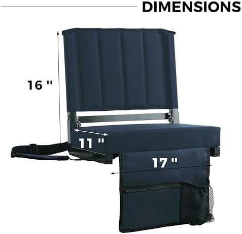 SPORT BEATS Stadium Seats with Back Support Bleacher Chairs with Back and Cushion Thick Padded Bleacher Seats Includes Shoulder Strap