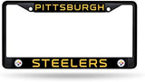 Rico Industries NFL Football Primary Black Chrome Frame with Plastic Inserts 12" x 6" Car/Truck Auto Accessory
