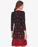 Tommy Hilfiger Women's 3/4 Sleeve High Neck Ruffle Trim Jersey Mini Dress