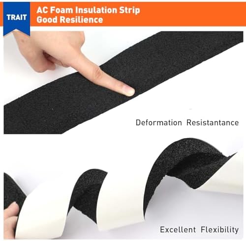 MAGZO Weather Stripping Door Seal 2 Inches W X 1 Inch T, Strong Adhesion and High Resilience Air Conditioner Foam Insulation for Furniture, Total Length 6.5 Feet (1 Roll)