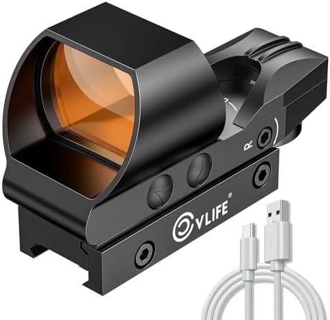 CVLIFE FoxSpook Rechargeable Reflex Sight, 1X28x40mm Red Dot Sight, 4 Adjustable Reticles Red Dot Optics for Picatinny Rail, Red Dot Scope, Paintball Sight Absolute Co-Witness
