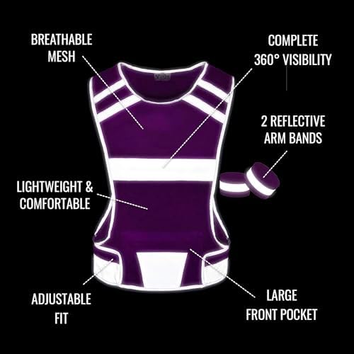 Reflective Running Vest for Women & Men,High Visibility Reflector Vest with 2 Bands,Lightweight & Comfy Running Gear