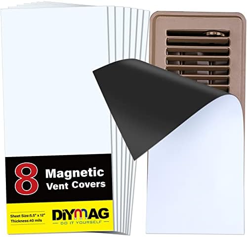 DIYMAG 8Pack Strong Magnetic Vent Covers, Vent Covers for Home Floor Standard Air Registers, 5.5 inch X 12 inch Air Vent Covers for Floor Wall and Ceiling Registers, Home and RV, HVAC
