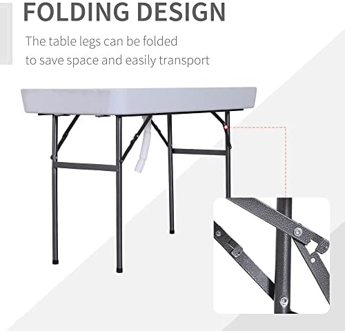 Outsunny 4FT Portable Folding Fish Fillet Cleaning Table Camping Picnic Ice Party Desk with Sink