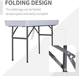 Outsunny 4FT Portable Folding Fish Fillet Cleaning Table Camping Picnic Ice Party Desk with Sink